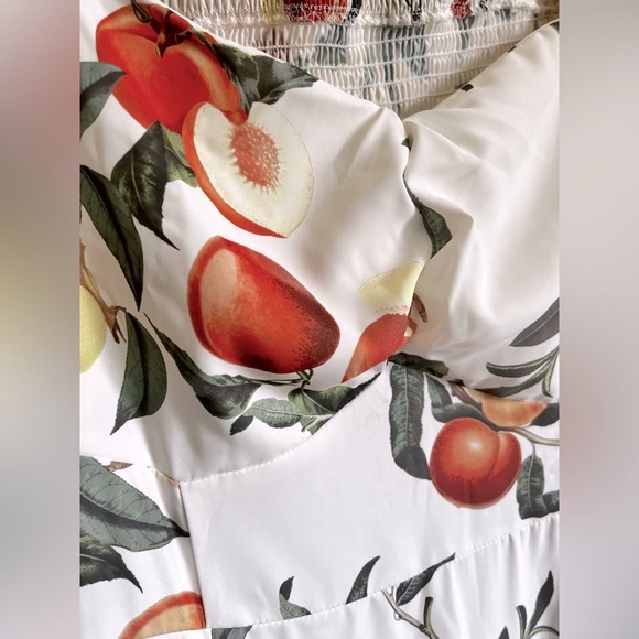 Cider Peach Fruit Split Midi Dress w/Orange and Green Print size 4X plus size - Picture 5 of 16